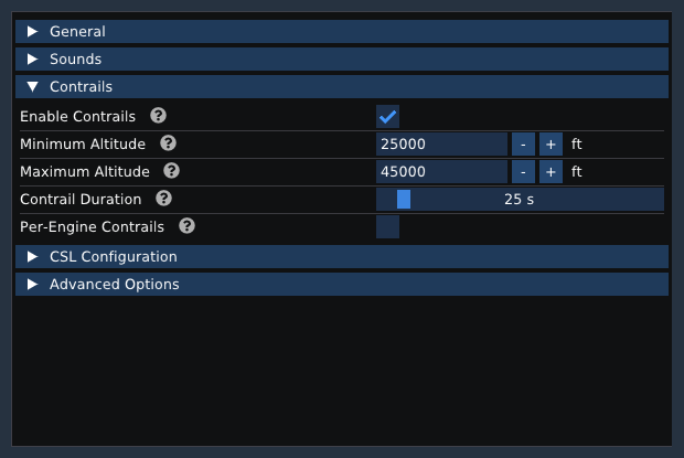 Contrail Settings